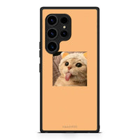 Thumbnail for Θήκη Samsung Galaxy S23 Ultra Cat Tongue από τη Smartfits με σχέδιο στο πίσω μέρος και μαύρο περίβλημα | Samsung Galaxy S23 Ultra Cat Tongue Case with Colorful Back and Black Bezels