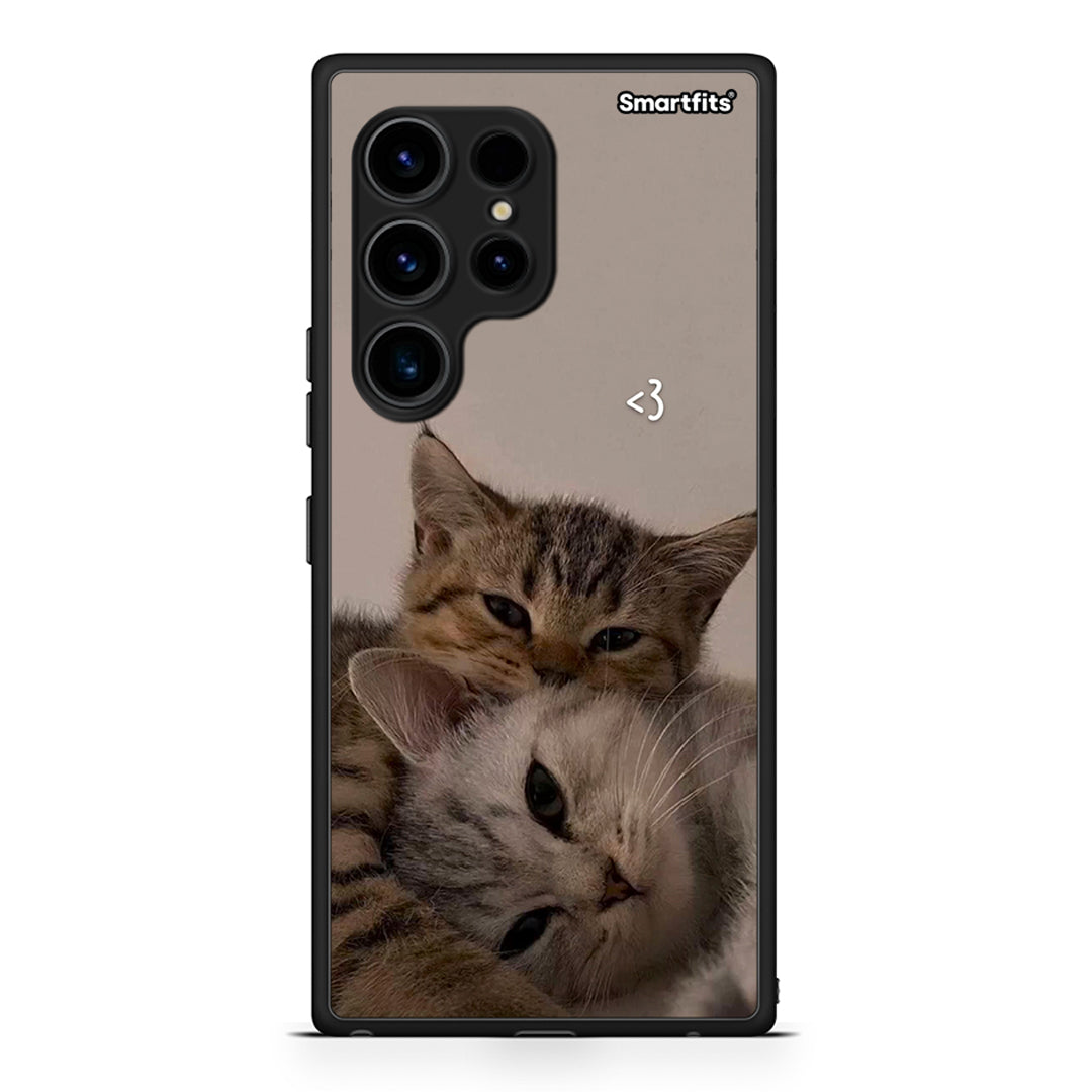 Θήκη Samsung Galaxy S23 Ultra Cats In Love από τη Smartfits με σχέδιο στο πίσω μέρος και μαύρο περίβλημα | Samsung Galaxy S23 Ultra Cats In Love Case with Colorful Back and Black Bezels