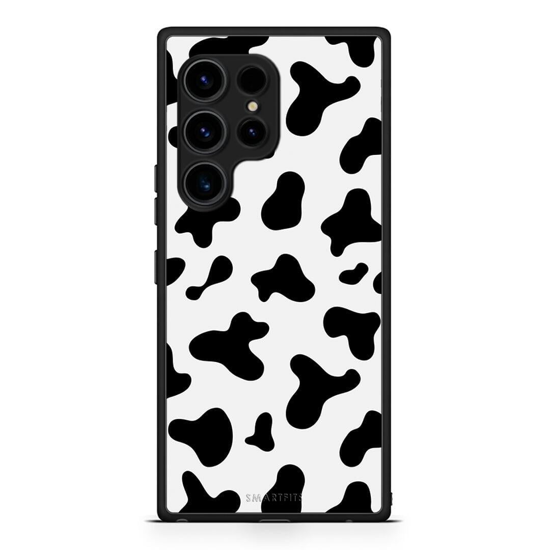 Θήκη Samsung Galaxy S23 Ultra Cow Print από τη Smartfits με σχέδιο στο πίσω μέρος και μαύρο περίβλημα | Samsung Galaxy S23 Ultra Cow Print Case with Colorful Back and Black Bezels