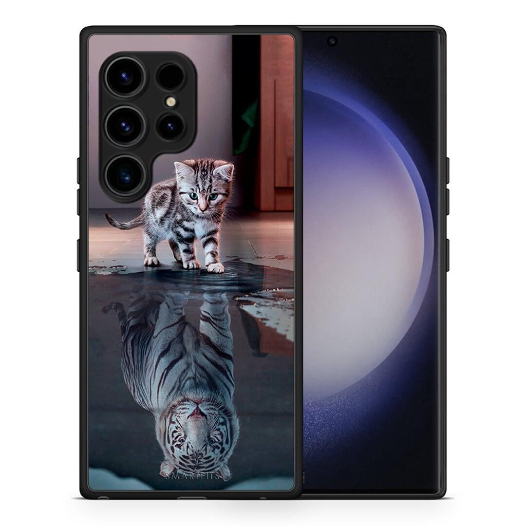 Θήκη Samsung Galaxy S23 Ultra Cute Tiger από τη Smartfits με σχέδιο στο πίσω μέρος και μαύρο περίβλημα | Samsung Galaxy S23 Ultra Cute Tiger Case with Colorful Back and Black Bezels