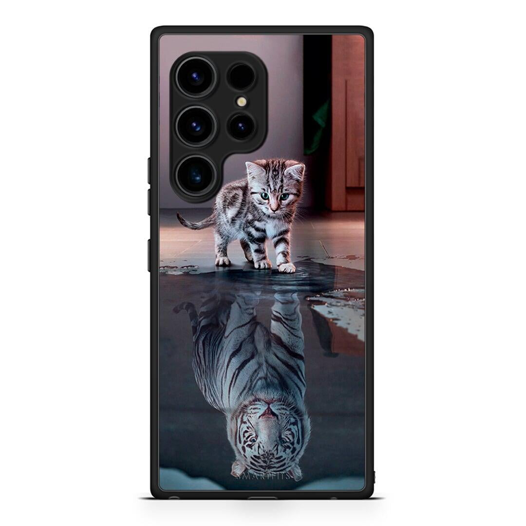 Θήκη Samsung Galaxy S23 Ultra Cute Tiger από τη Smartfits με σχέδιο στο πίσω μέρος και μαύρο περίβλημα | Samsung Galaxy S23 Ultra Cute Tiger Case with Colorful Back and Black Bezels