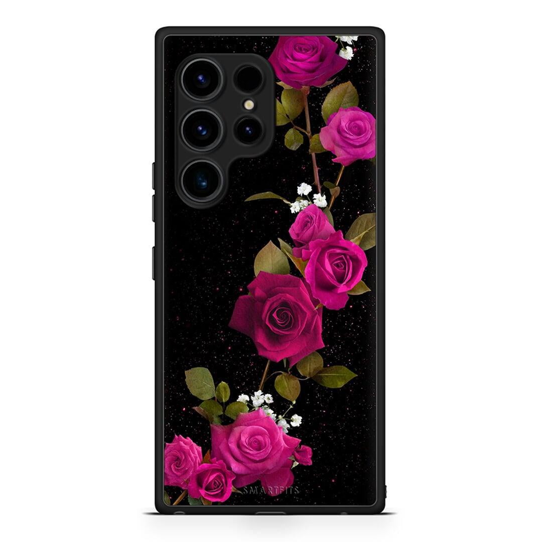 Θήκη Samsung Galaxy S23 Ultra Flower Red Roses από τη Smartfits με σχέδιο στο πίσω μέρος και μαύρο περίβλημα | Samsung Galaxy S23 Ultra Flower Red Roses Case with Colorful Back and Black Bezels
