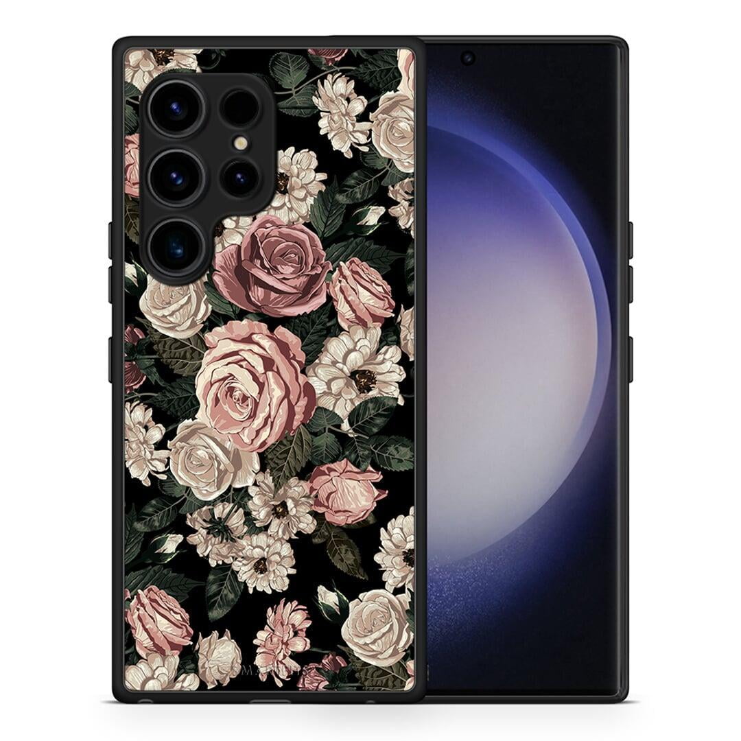Θήκη Samsung Galaxy S23 Ultra Flower Wild Roses από τη Smartfits με σχέδιο στο πίσω μέρος και μαύρο περίβλημα | Samsung Galaxy S23 Ultra Flower Wild Roses Case with Colorful Back and Black Bezels