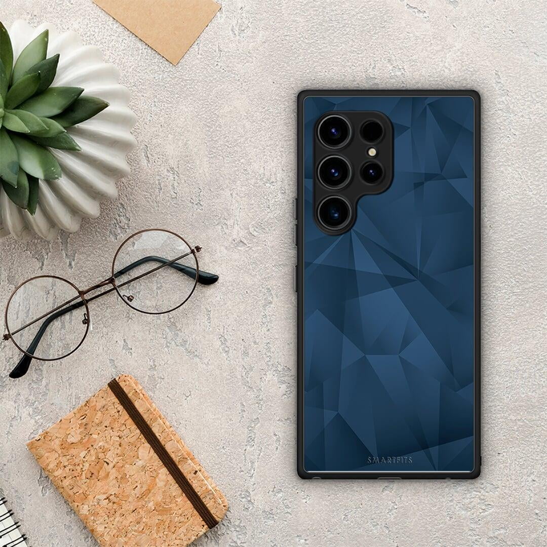 Θήκη Samsung Galaxy S23 Ultra Geometric Blue Abstract από τη Smartfits με σχέδιο στο πίσω μέρος και μαύρο περίβλημα | Samsung Galaxy S23 Ultra Geometric Blue Abstract Case with Colorful Back and Black Bezels