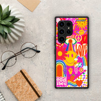 Thumbnail for Θήκη Samsung Galaxy S23 Ultra Hippie Love από τη Smartfits με σχέδιο στο πίσω μέρος και μαύρο περίβλημα | Samsung Galaxy S23 Ultra Hippie Love Case with Colorful Back and Black Bezels