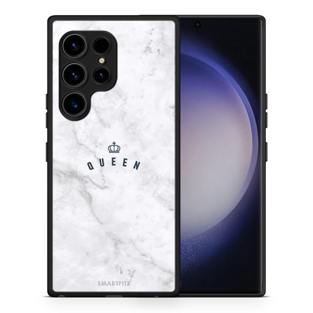 Θήκη Samsung Galaxy S23 Ultra Marble Queen από τη Smartfits με σχέδιο στο πίσω μέρος και μαύρο περίβλημα | Samsung Galaxy S23 Ultra Marble Queen Case with Colorful Back and Black Bezels