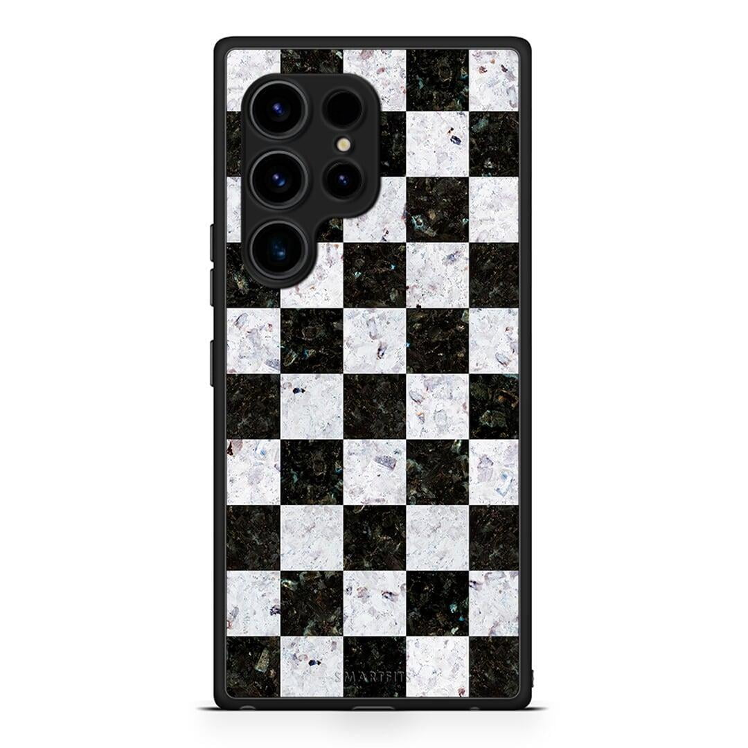 Θήκη Samsung Galaxy S23 Ultra Marble Square Geometric από τη Smartfits με σχέδιο στο πίσω μέρος και μαύρο περίβλημα | Samsung Galaxy S23 Ultra Marble Square Geometric Case with Colorful Back and Black Bezels