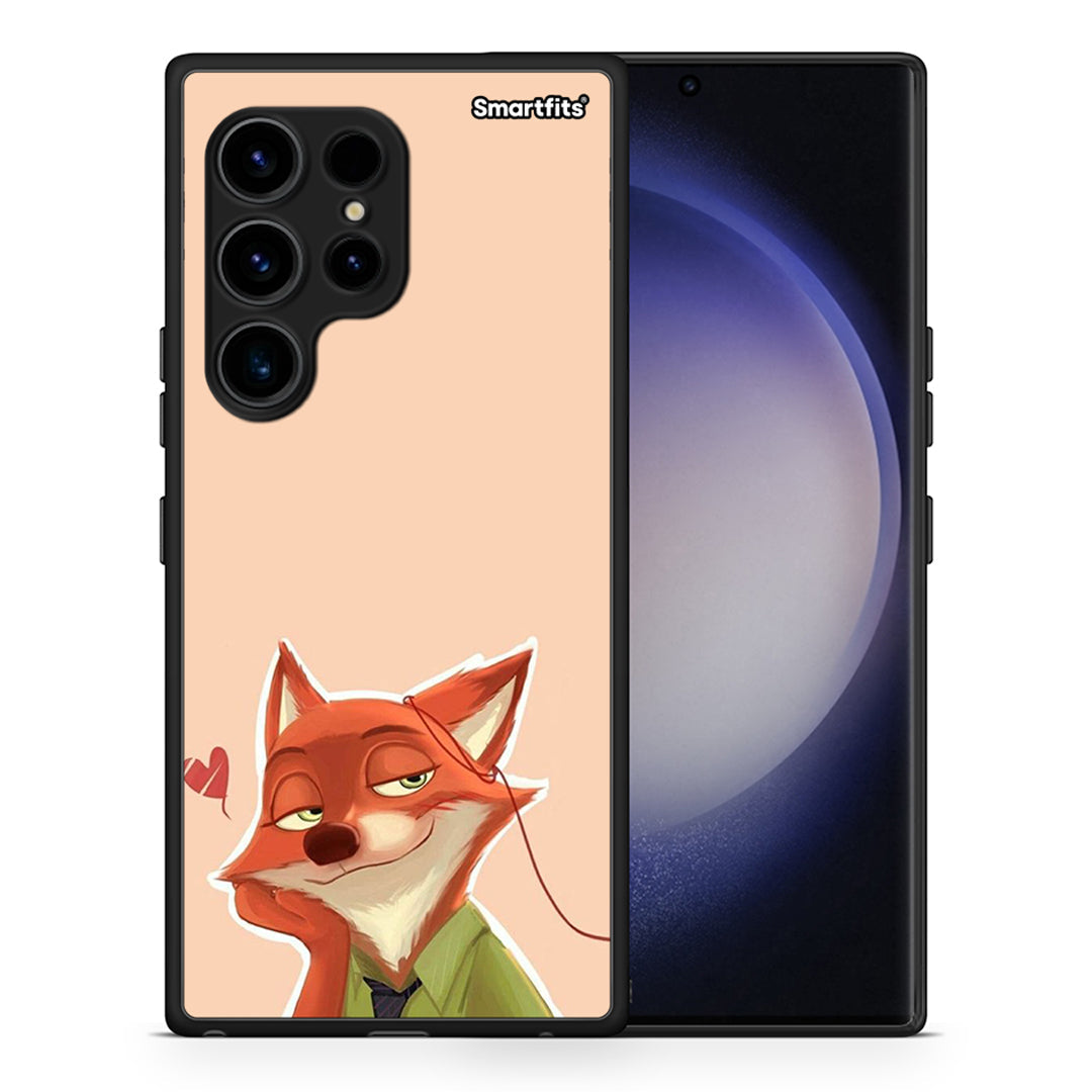 Θήκη Samsung Galaxy S23 Ultra Nick Wilde And Judy Hopps Love 1 από τη Smartfits με σχέδιο στο πίσω μέρος και μαύρο περίβλημα | Samsung Galaxy S23 Ultra Nick Wilde And Judy Hopps Love 1 Case with Colorful Back and Black Bezels