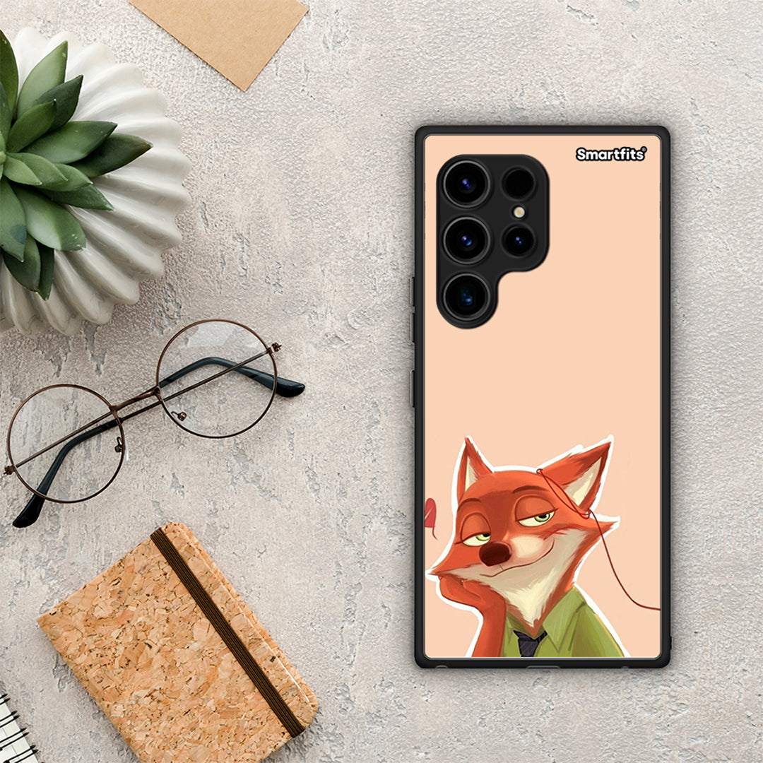 Θήκη Samsung Galaxy S23 Ultra Nick Wilde And Judy Hopps Love 1 από τη Smartfits με σχέδιο στο πίσω μέρος και μαύρο περίβλημα | Samsung Galaxy S23 Ultra Nick Wilde And Judy Hopps Love 1 Case with Colorful Back and Black Bezels