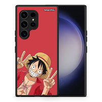 Thumbnail for Θήκη Samsung Galaxy S23 Ultra Pirate Luffy από τη Smartfits με σχέδιο στο πίσω μέρος και μαύρο περίβλημα | Samsung Galaxy S23 Ultra Pirate Luffy Case with Colorful Back and Black Bezels
