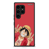 Thumbnail for Θήκη Samsung Galaxy S23 Ultra Pirate Luffy από τη Smartfits με σχέδιο στο πίσω μέρος και μαύρο περίβλημα | Samsung Galaxy S23 Ultra Pirate Luffy Case with Colorful Back and Black Bezels