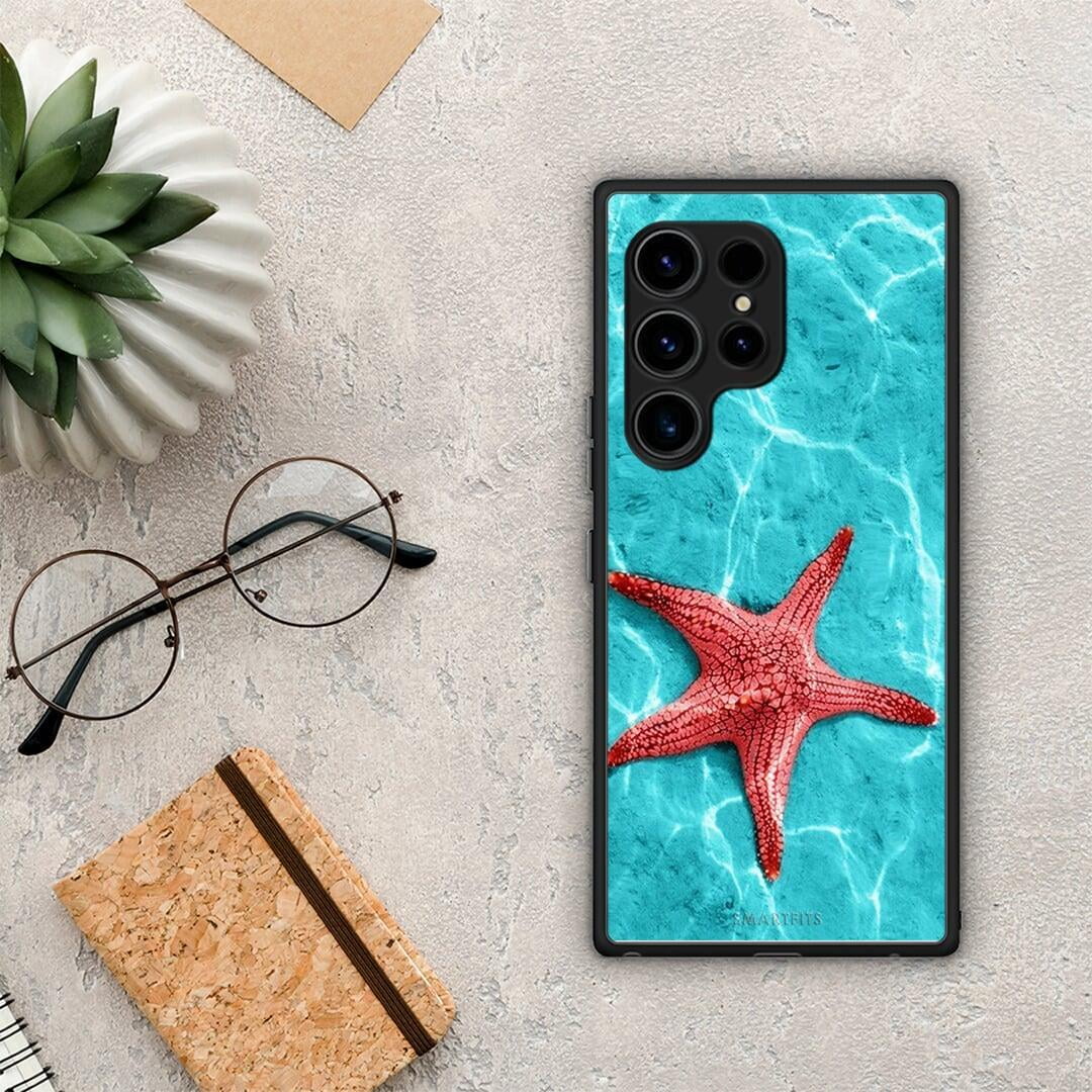 Θήκη Samsung Galaxy S23 Ultra Red Starfish από τη Smartfits με σχέδιο στο πίσω μέρος και μαύρο περίβλημα | Samsung Galaxy S23 Ultra Red Starfish Case with Colorful Back and Black Bezels