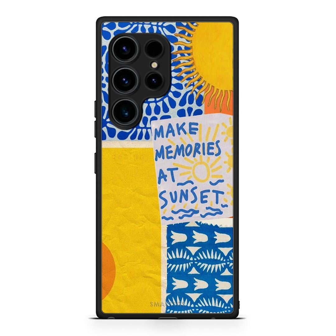 Θήκη Samsung Galaxy S23 Ultra Sunset Memories από τη Smartfits με σχέδιο στο πίσω μέρος και μαύρο περίβλημα | Samsung Galaxy S23 Ultra Sunset Memories Case with Colorful Back and Black Bezels