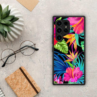 Thumbnail for Θήκη Samsung Galaxy S23 Ultra Tropical Flowers από τη Smartfits με σχέδιο στο πίσω μέρος και μαύρο περίβλημα | Samsung Galaxy S23 Ultra Tropical Flowers Case with Colorful Back and Black Bezels