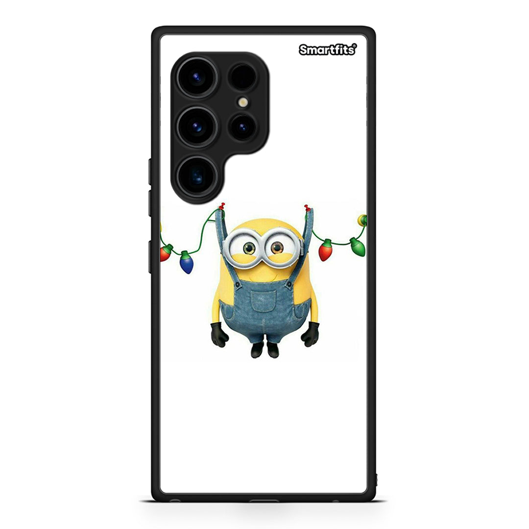 Θήκη Samsung Galaxy S23 Ultra Xmas Minion Lights από τη Smartfits με σχέδιο στο πίσω μέρος και μαύρο περίβλημα | Samsung Galaxy S23 Ultra Xmas Minion Lights Case with Colorful Back and Black Bezels