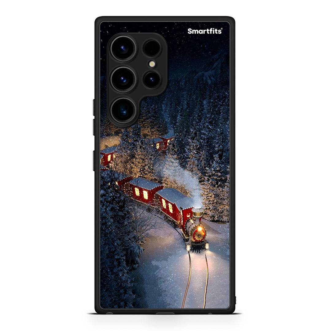 Θήκη Samsung Galaxy S23 Ultra Xmas Train από τη Smartfits με σχέδιο στο πίσω μέρος και μαύρο περίβλημα | Samsung Galaxy S23 Ultra Xmas Train Case with Colorful Back and Black Bezels