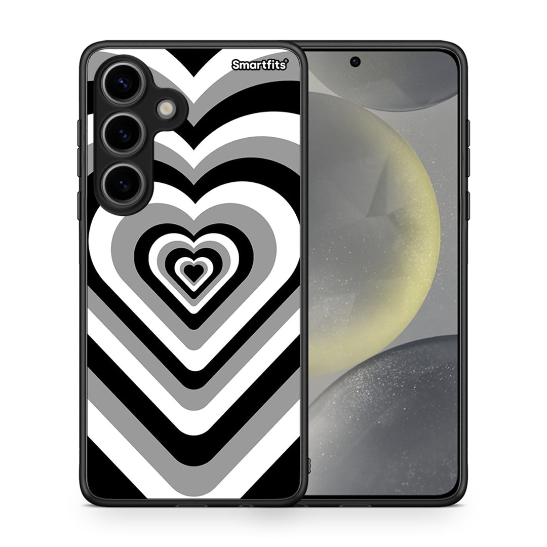 Θήκη Samsung Galaxy S24 Black Hearts από τη Smartfits με σχέδιο στο πίσω μέρος και μαύρο περίβλημα | Samsung Galaxy S24 Black Hearts case with colorful back and black bezels