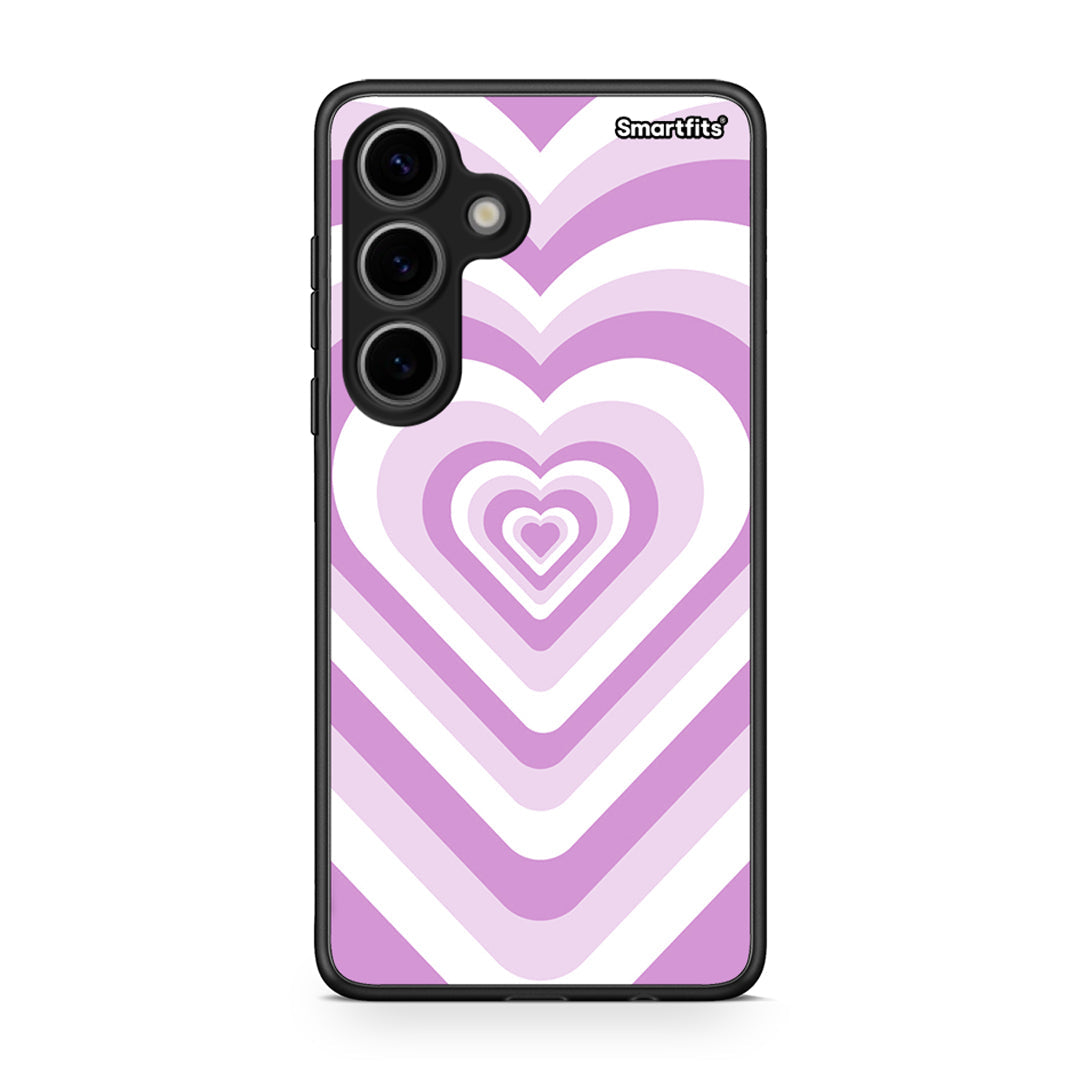 Samsung Galaxy S24 Lilac Hearts θήκη από τη Smartfits με σχέδιο στο πίσω μέρος και μαύρο περίβλημα | Smartphone case with colorful back and black bezels by Smartfits