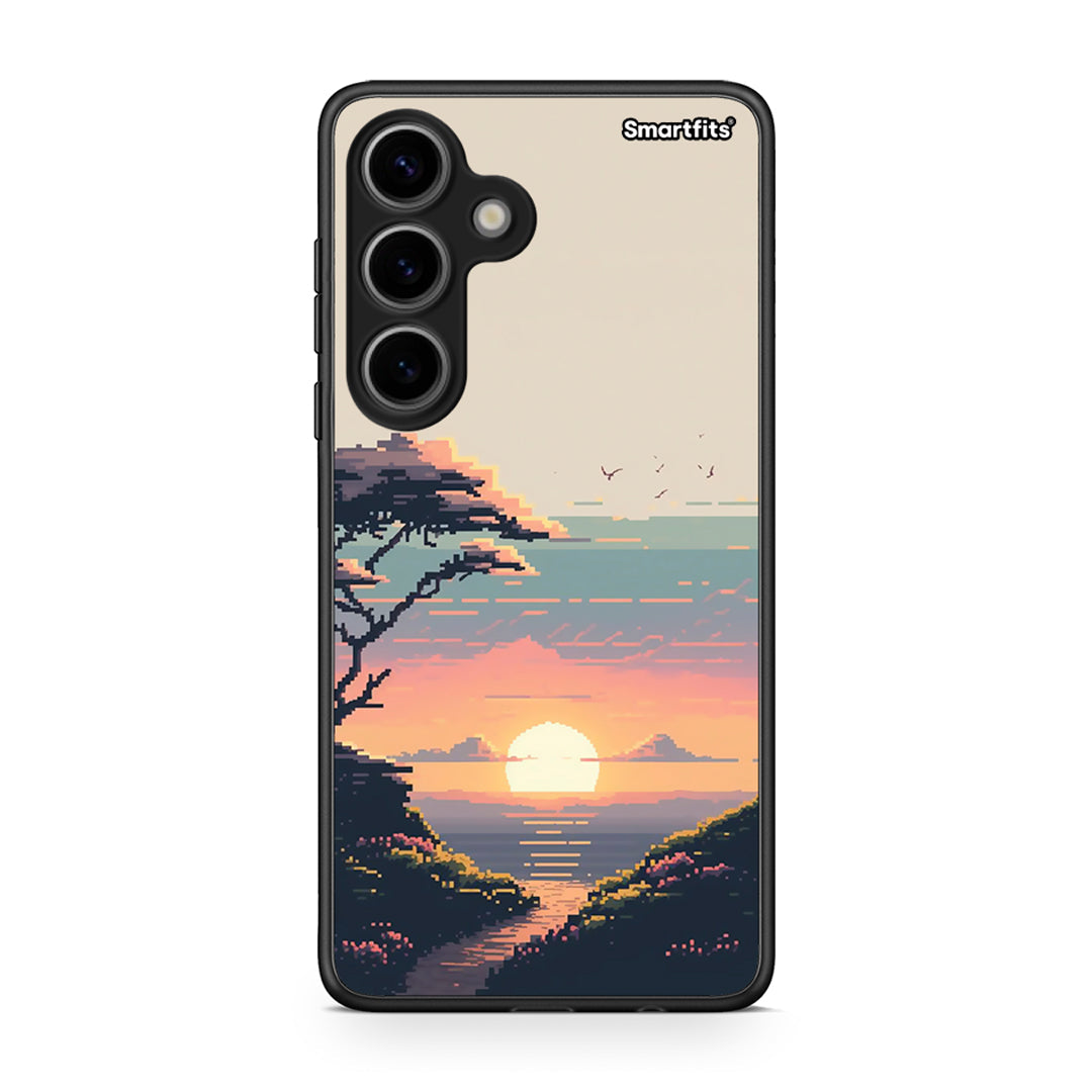 Samsung Galaxy S24 Pixel Sunset Θήκη από τη Smartfits με σχέδιο στο πίσω μέρος και μαύρο περίβλημα | Smartphone case with colorful back and black bezels by Smartfits