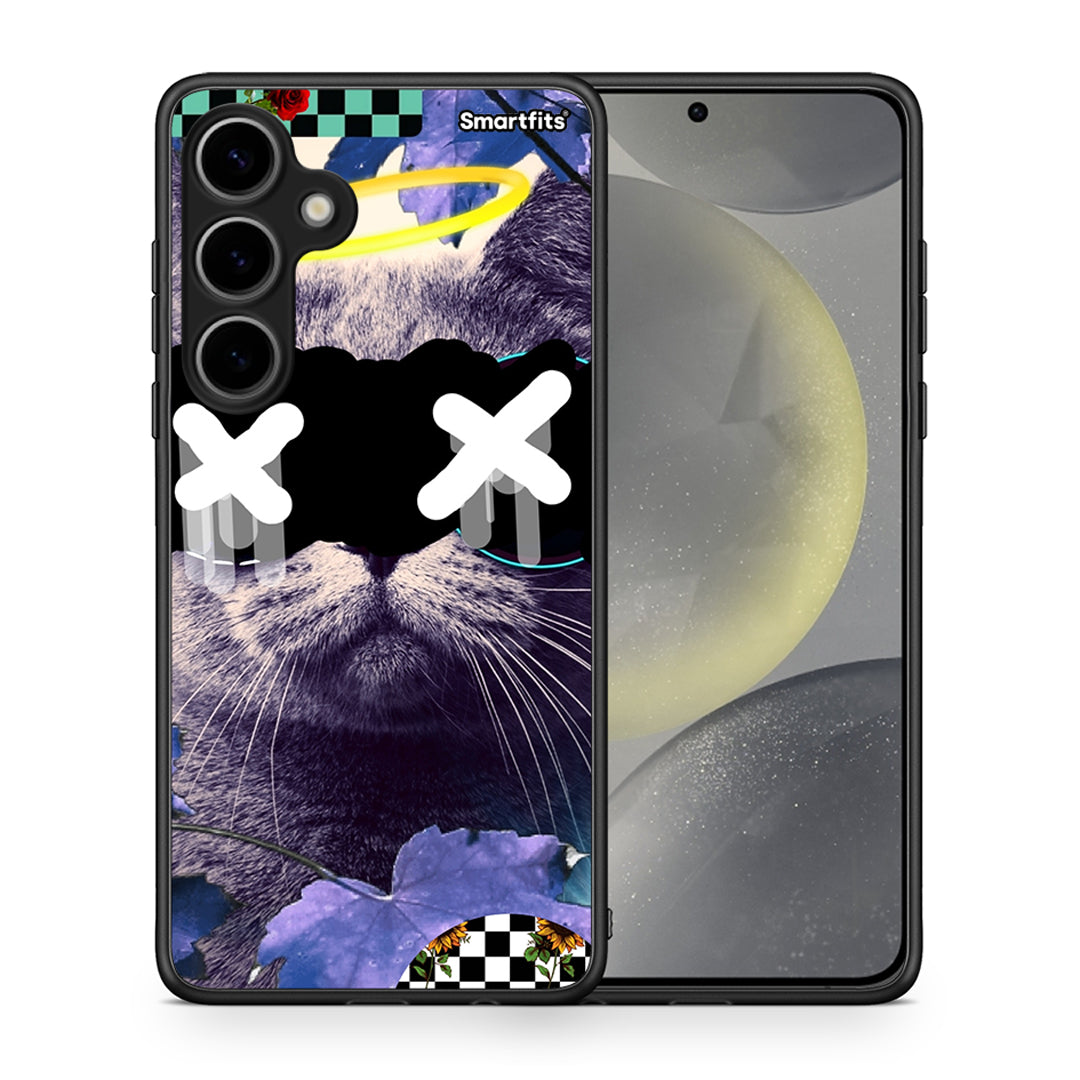 Θήκη Samsung Galaxy S24 Plus Cat Collage από τη Smartfits με σχέδιο στο πίσω μέρος και μαύρο περίβλημα | Samsung Galaxy S24 Plus Cat Collage case with colorful back and black bezels