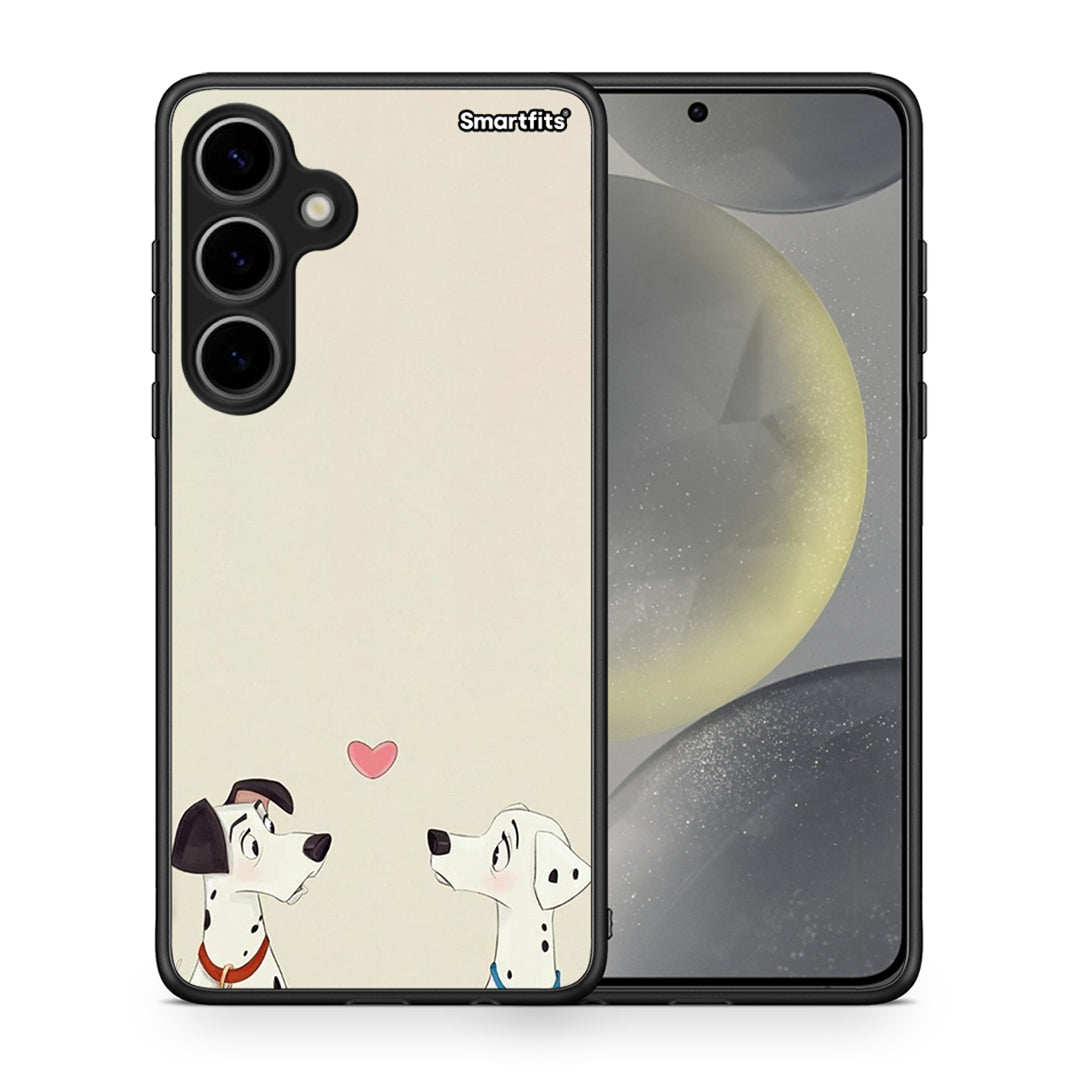 Θήκη Samsung Galaxy S24 Plus Dalmatians Love από τη Smartfits με σχέδιο στο πίσω μέρος και μαύρο περίβλημα | Samsung Galaxy S24 Plus Dalmatians Love case with colorful back and black bezels