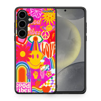 Thumbnail for Θήκη Samsung Galaxy S24 Plus Hippie Love από τη Smartfits με σχέδιο στο πίσω μέρος και μαύρο περίβλημα | Samsung Galaxy S24 Plus Hippie Love case with colorful back and black bezels