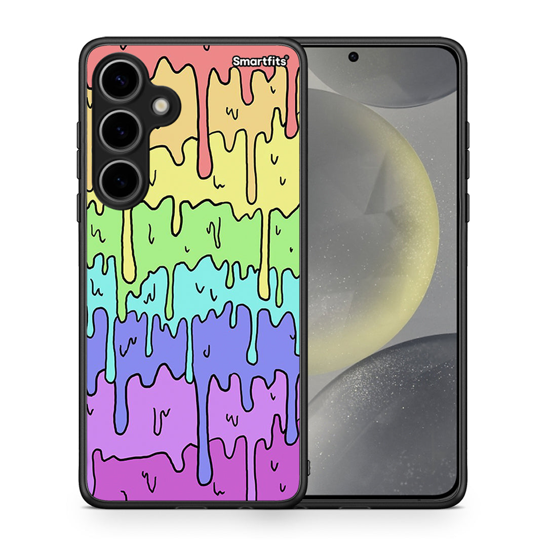 Θήκη Samsung Galaxy S24 Plus Melting Rainbow από τη Smartfits με σχέδιο στο πίσω μέρος και μαύρο περίβλημα | Samsung Galaxy S24 Plus Melting Rainbow case with colorful back and black bezels
