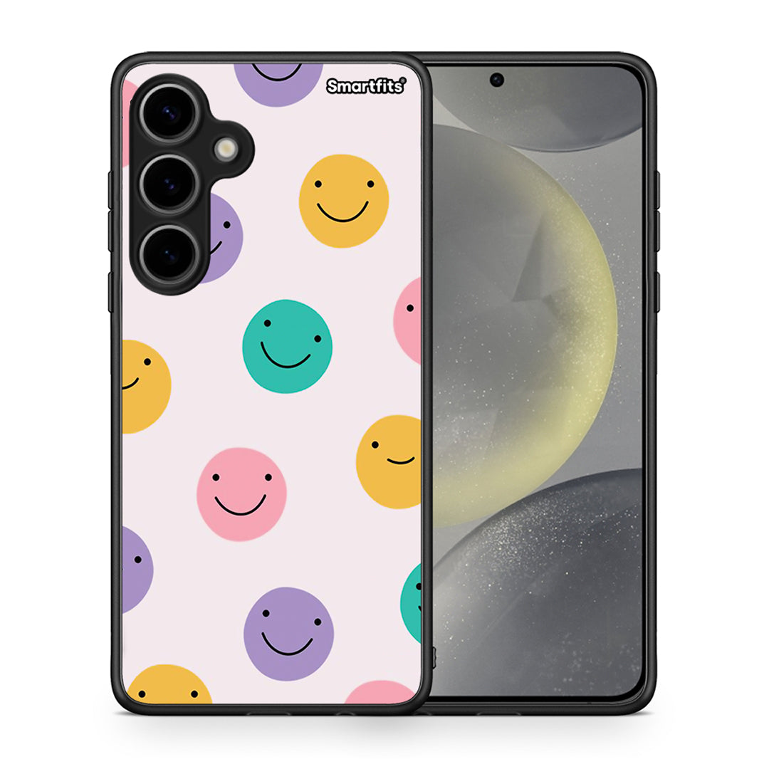 Θήκη Samsung Galaxy S24 Plus Smiley Faces από τη Smartfits με σχέδιο στο πίσω μέρος και μαύρο περίβλημα | Samsung Galaxy S24 Plus Smiley Faces case with colorful back and black bezels