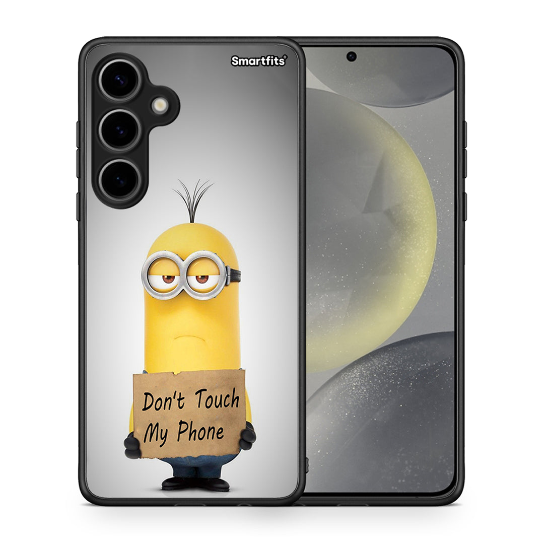 Θήκη Samsung Galaxy S24 Plus Minion Text από τη Smartfits με σχέδιο στο πίσω μέρος και μαύρο περίβλημα | Samsung Galaxy S24 Plus Minion Text case with colorful back and black bezels