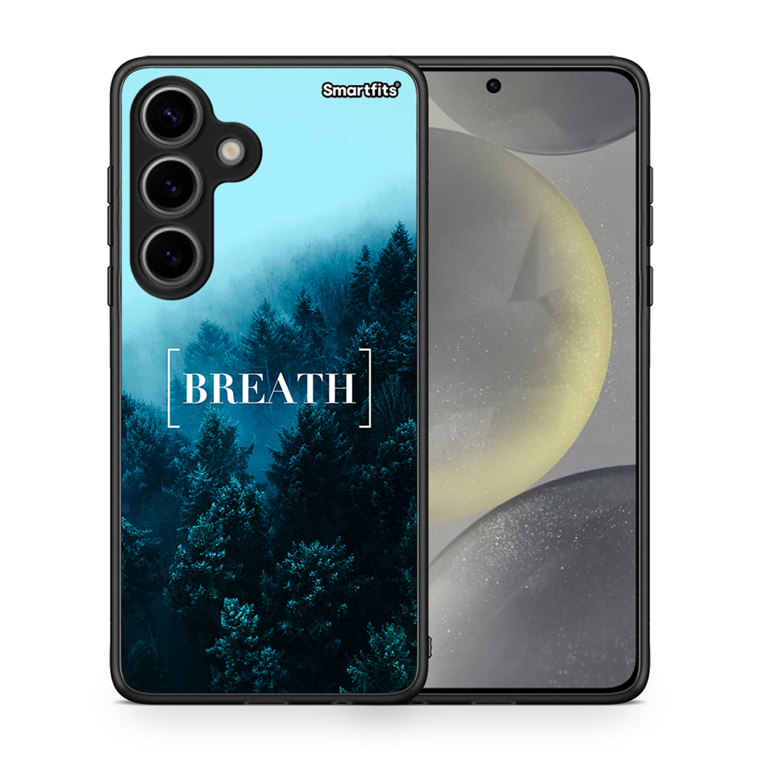 Θήκη Samsung Galaxy S24 Breath Quote από τη Smartfits με σχέδιο στο πίσω μέρος και μαύρο περίβλημα | Samsung Galaxy S24 Breath Quote case with colorful back and black bezels