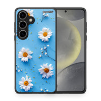 Thumbnail for Θήκη Samsung Galaxy S24 Real Daisies από τη Smartfits με σχέδιο στο πίσω μέρος και μαύρο περίβλημα | Samsung Galaxy S24 Real Daisies case with colorful back and black bezels