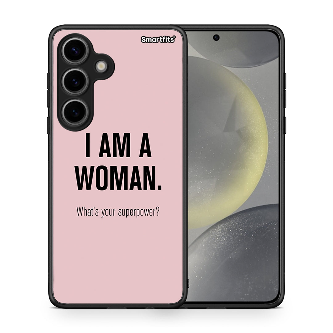 Θήκη Samsung Galaxy S24 Superpower Woman από τη Smartfits με σχέδιο στο πίσω μέρος και μαύρο περίβλημα | Samsung Galaxy S24 Superpower Woman case with colorful back and black bezels