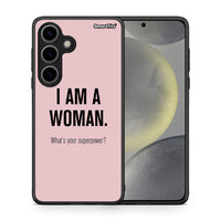 Thumbnail for Θήκη Samsung Galaxy S24 Superpower Woman από τη Smartfits με σχέδιο στο πίσω μέρος και μαύρο περίβλημα | Samsung Galaxy S24 Superpower Woman case with colorful back and black bezels