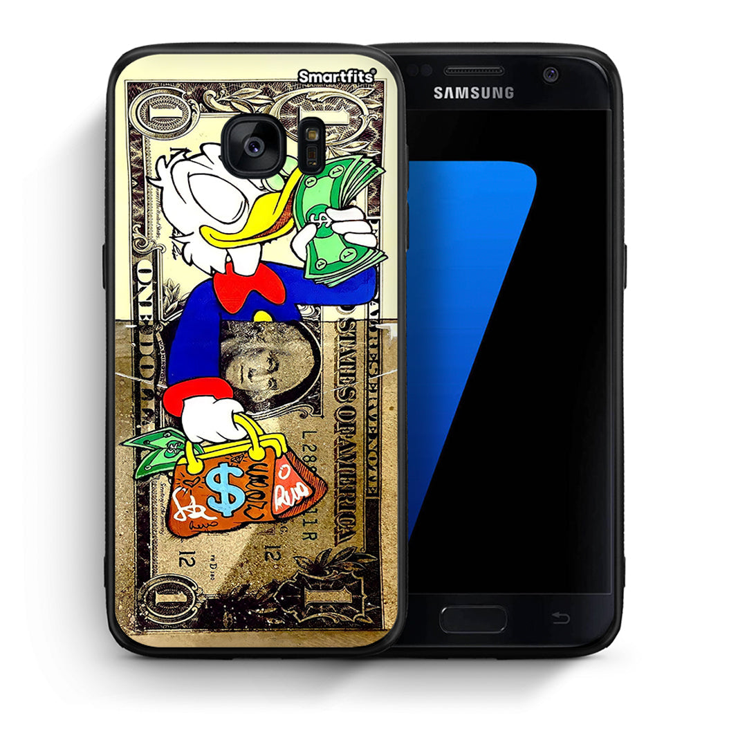 Θήκη Samsung S7 Duck Money από τη Smartfits με σχέδιο στο πίσω μέρος και μαύρο περίβλημα | Samsung S7 Duck Money case with colorful back and black bezels