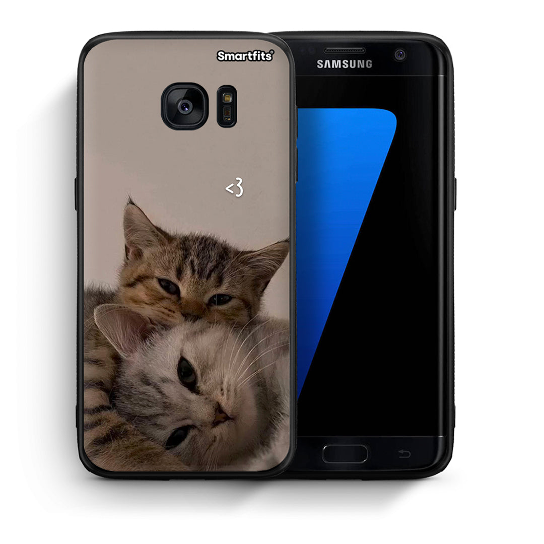 Θήκη Samsung S7 Edge Cats In Love από τη Smartfits με σχέδιο στο πίσω μέρος και μαύρο περίβλημα | Samsung S7 Edge Cats In Love case with colorful back and black bezels