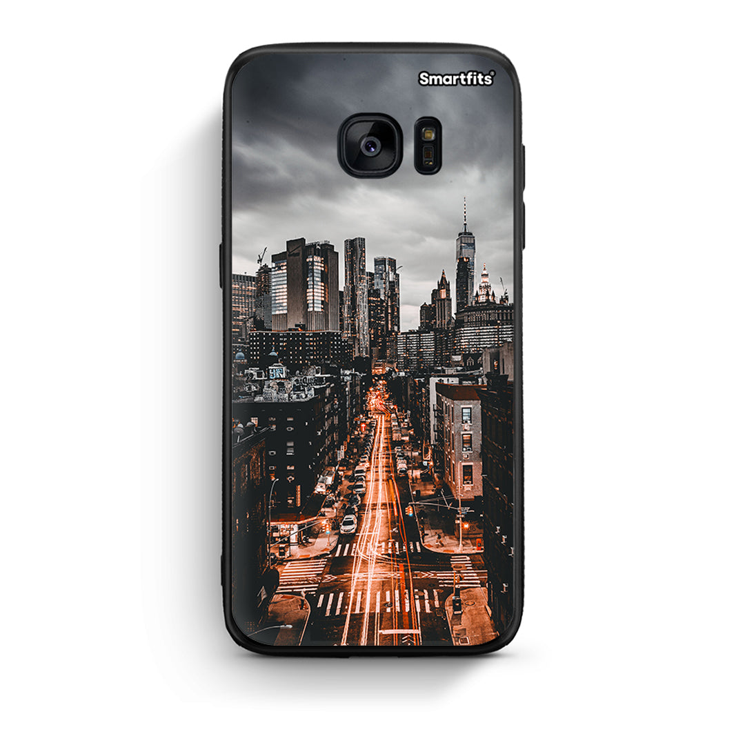 samsung s7 edge City Lights θήκη από τη Smartfits με σχέδιο στο πίσω μέρος και μαύρο περίβλημα | Smartphone case with colorful back and black bezels by Smartfits
