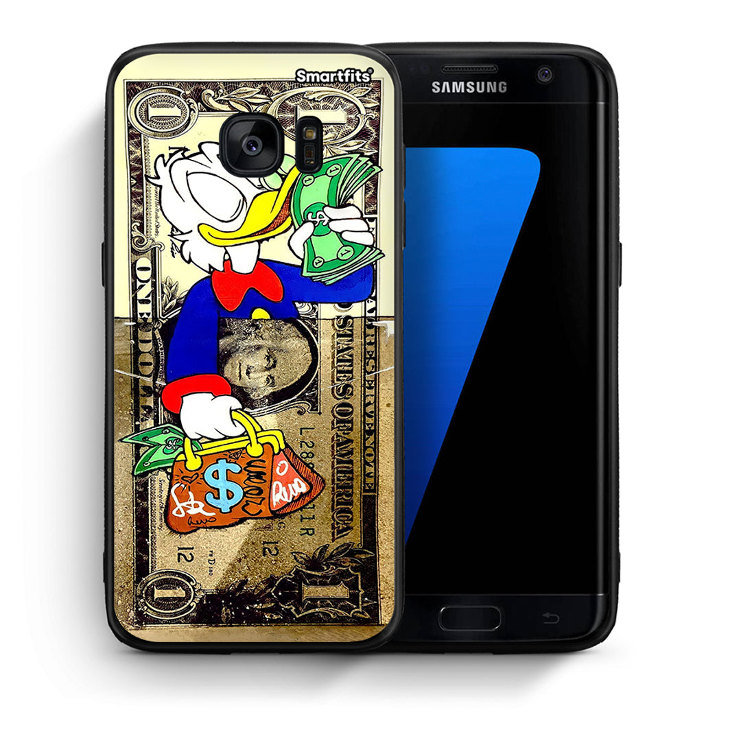 Θήκη Samsung S7 Edge Duck Money από τη Smartfits με σχέδιο στο πίσω μέρος και μαύρο περίβλημα | Samsung S7 Edge Duck Money case with colorful back and black bezels