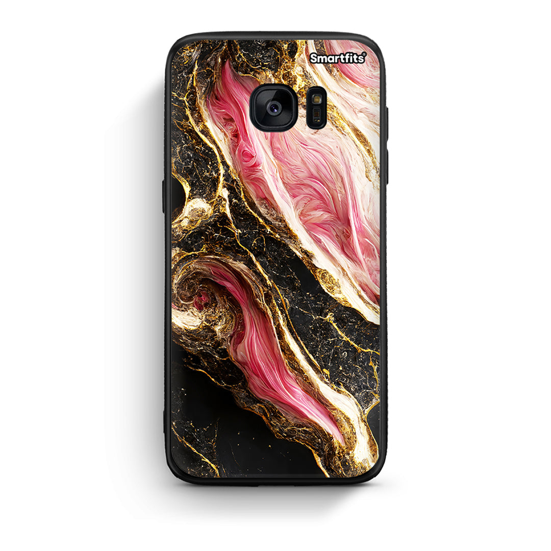 samsung s7 edge Glamorous Pink Marble θήκη από τη Smartfits με σχέδιο στο πίσω μέρος και μαύρο περίβλημα | Smartphone case with colorful back and black bezels by Smartfits