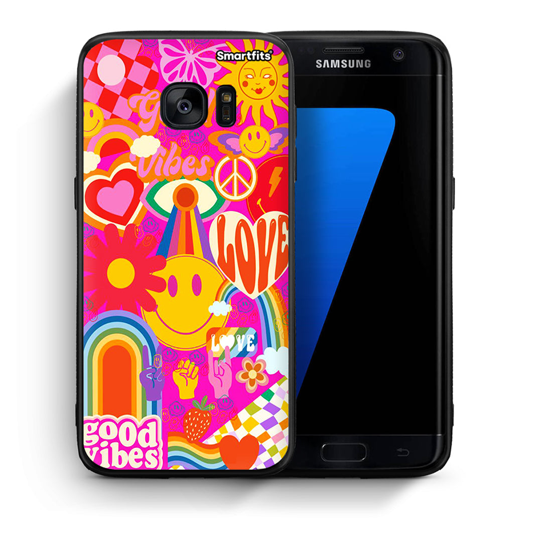 Θήκη Samsung S7 Edge Hippie Love από τη Smartfits με σχέδιο στο πίσω μέρος και μαύρο περίβλημα | Samsung S7 Edge Hippie Love case with colorful back and black bezels
