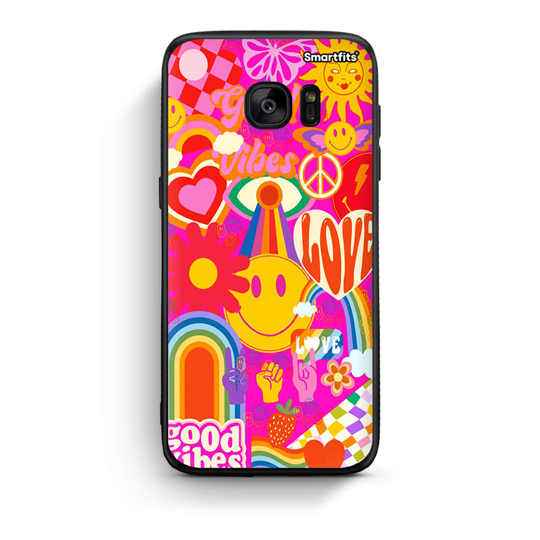 samsung s7 edge Hippie Love θήκη από τη Smartfits με σχέδιο στο πίσω μέρος και μαύρο περίβλημα | Smartphone case with colorful back and black bezels by Smartfits