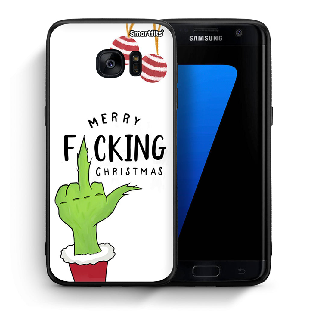 Θήκη Samsung S7 Edge Merry F Xmas από τη Smartfits με σχέδιο στο πίσω μέρος και μαύρο περίβλημα | Samsung S7 Edge Merry F Xmas case with colorful back and black bezels