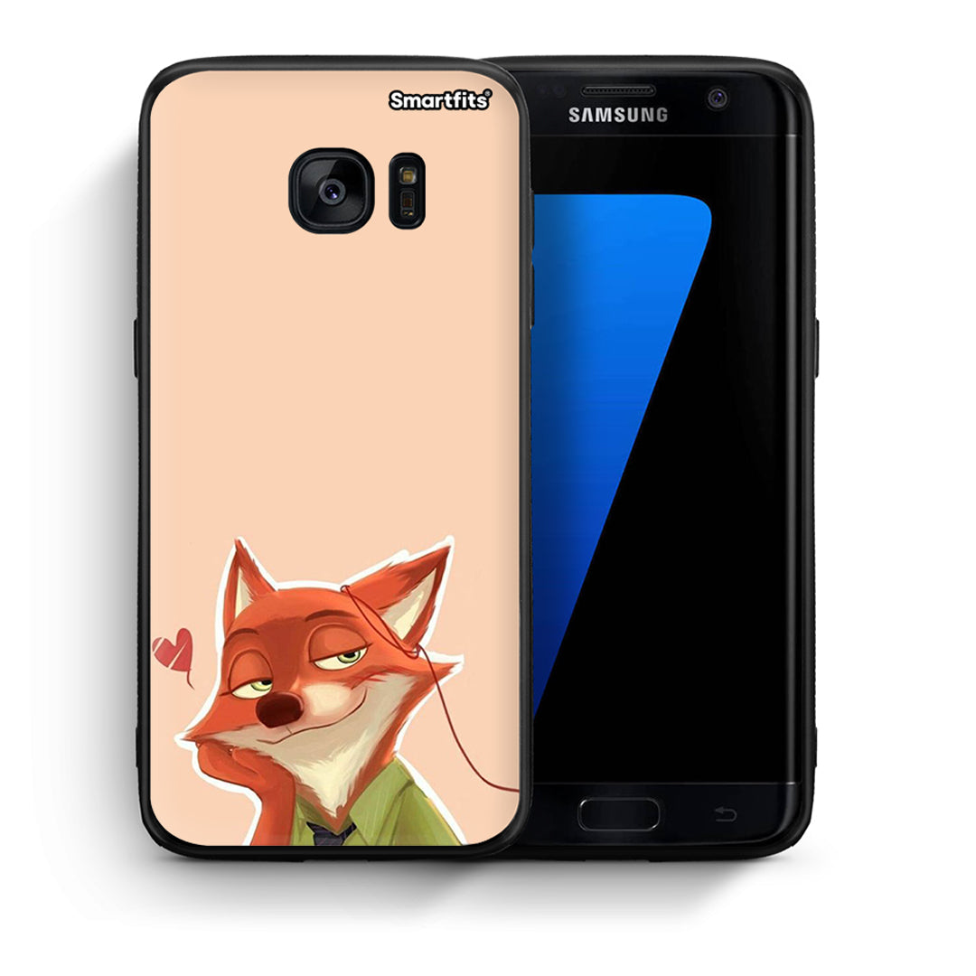 Θήκη Samsung S7 Edge Nick Wilde And Judy Hopps Love 1 από τη Smartfits με σχέδιο στο πίσω μέρος και μαύρο περίβλημα | Samsung S7 Edge Nick Wilde And Judy Hopps Love 1 case with colorful back and black bezels