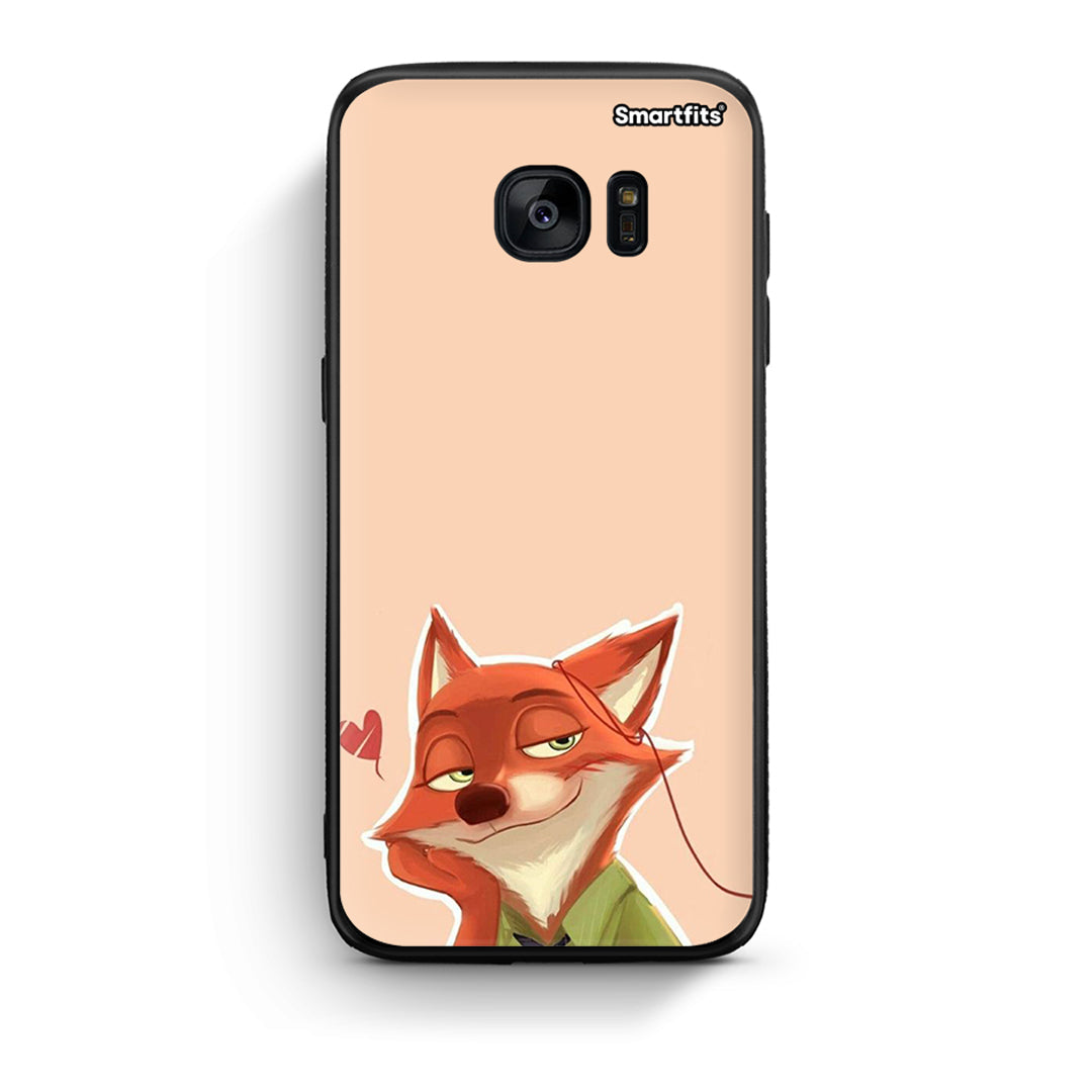 samsung s7 edge Nick Wilde And Judy Hopps Love 1 θήκη από τη Smartfits με σχέδιο στο πίσω μέρος και μαύρο περίβλημα | Smartphone case with colorful back and black bezels by Smartfits