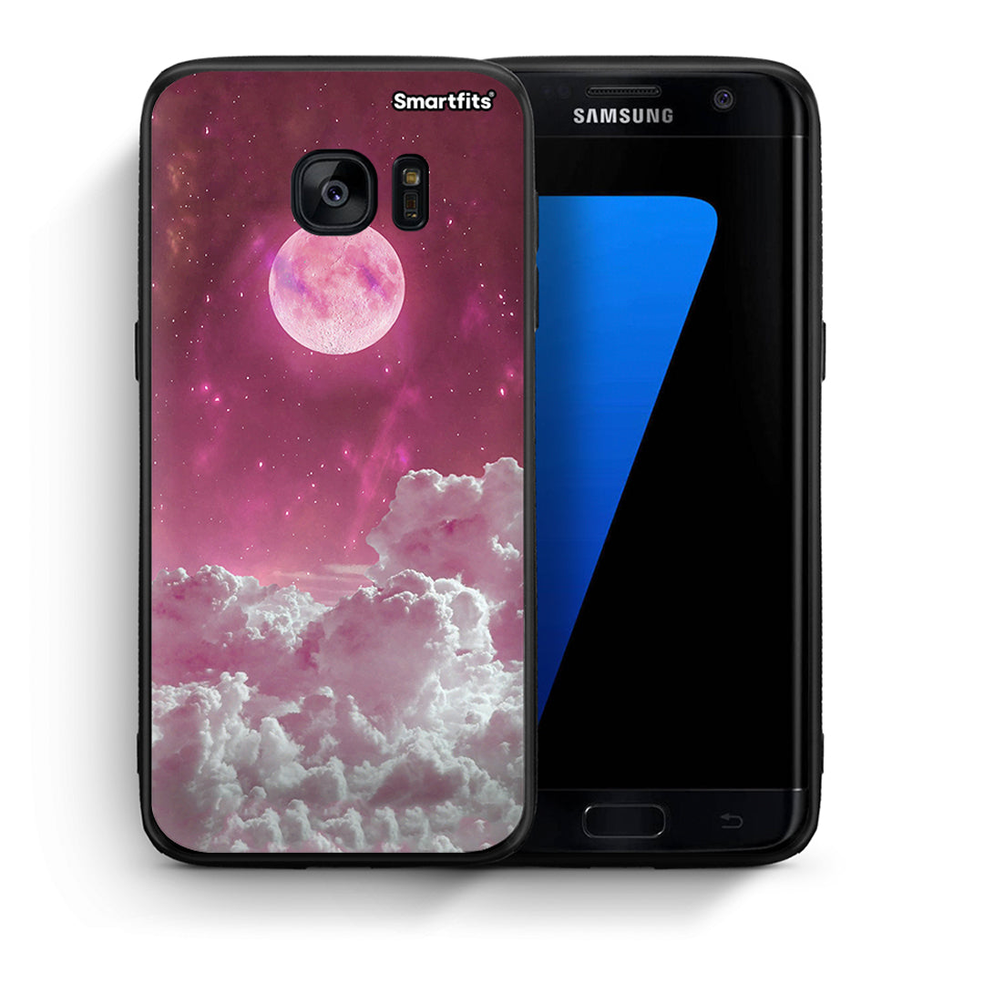 Θήκη Samsung S7 Edge Pink Moon από τη Smartfits με σχέδιο στο πίσω μέρος και μαύρο περίβλημα | Samsung S7 Edge Pink Moon case with colorful back and black bezels