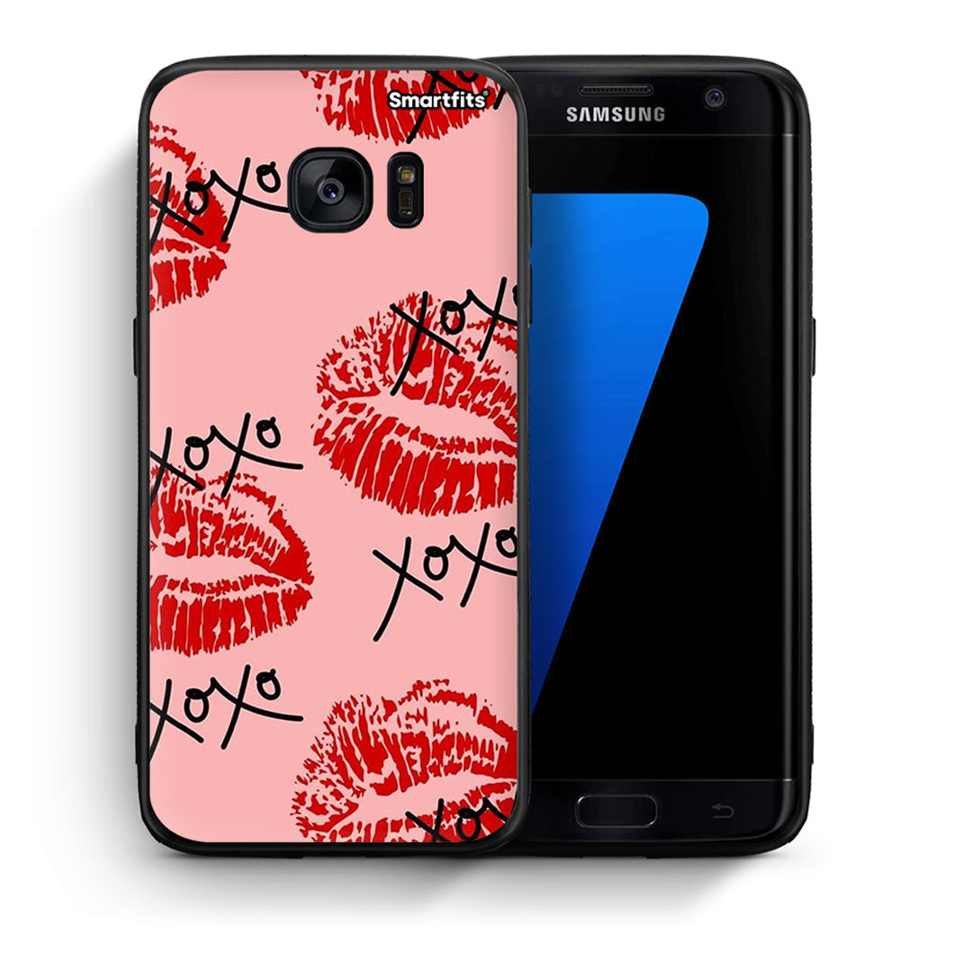 Θήκη Samsung S7 Edge XOXO Lips από τη Smartfits με σχέδιο στο πίσω μέρος και μαύρο περίβλημα | Samsung S7 Edge XOXO Lips case with colorful back and black bezels