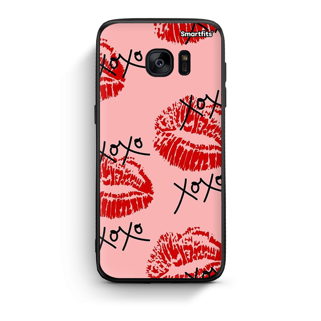 samsung s7 edge XOXO Lips θήκη από τη Smartfits με σχέδιο στο πίσω μέρος και μαύρο περίβλημα | Smartphone case with colorful back and black bezels by Smartfits