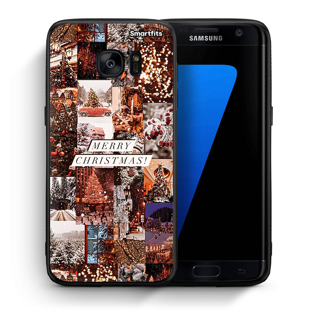 Θήκη Samsung S7 Edge Xmas Collage από τη Smartfits με σχέδιο στο πίσω μέρος και μαύρο περίβλημα | Samsung S7 Edge Xmas Collage case with colorful back and black bezels