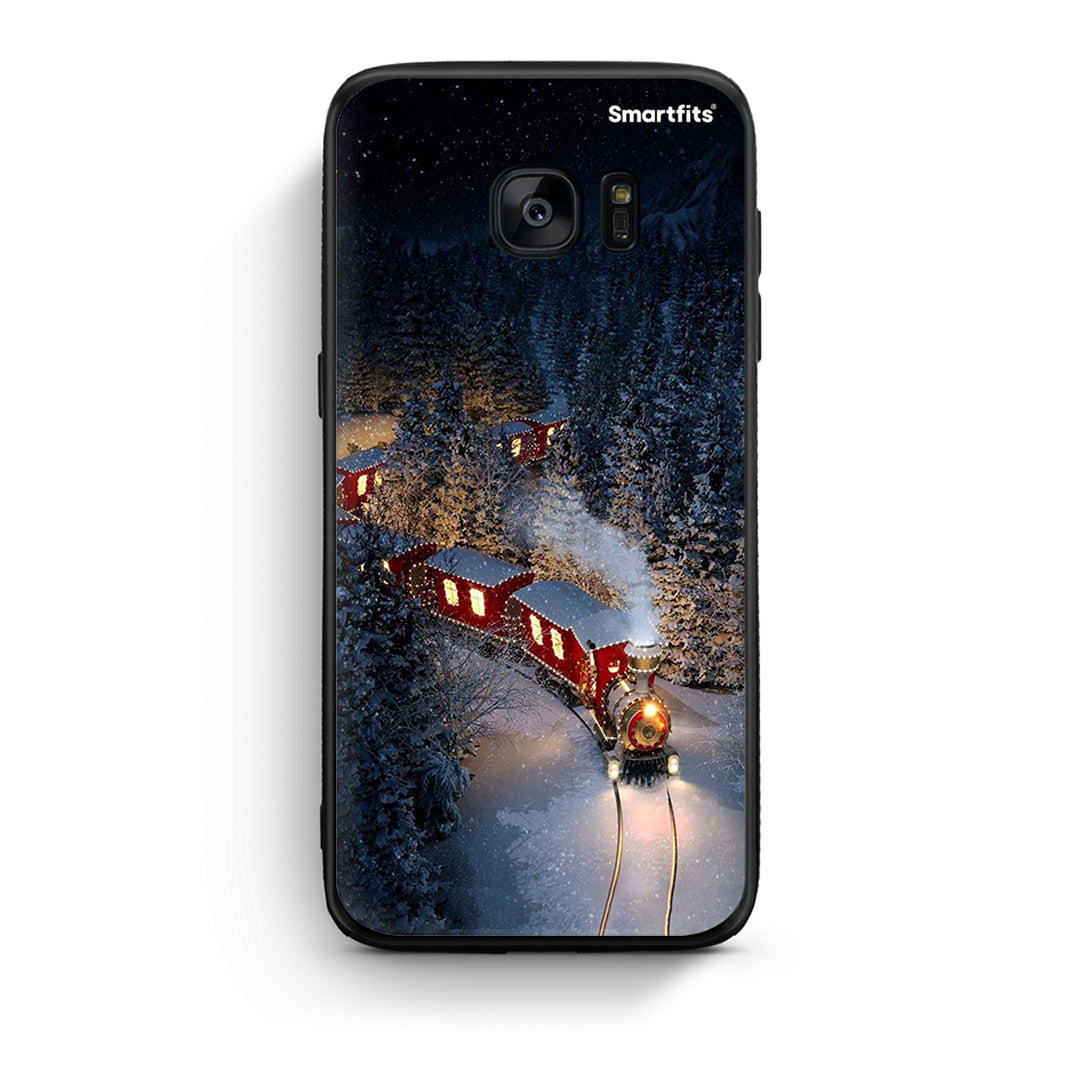 samsung s7 Xmas Train θήκη από τη Smartfits με σχέδιο στο πίσω μέρος και μαύρο περίβλημα | Smartphone case with colorful back and black bezels by Smartfits