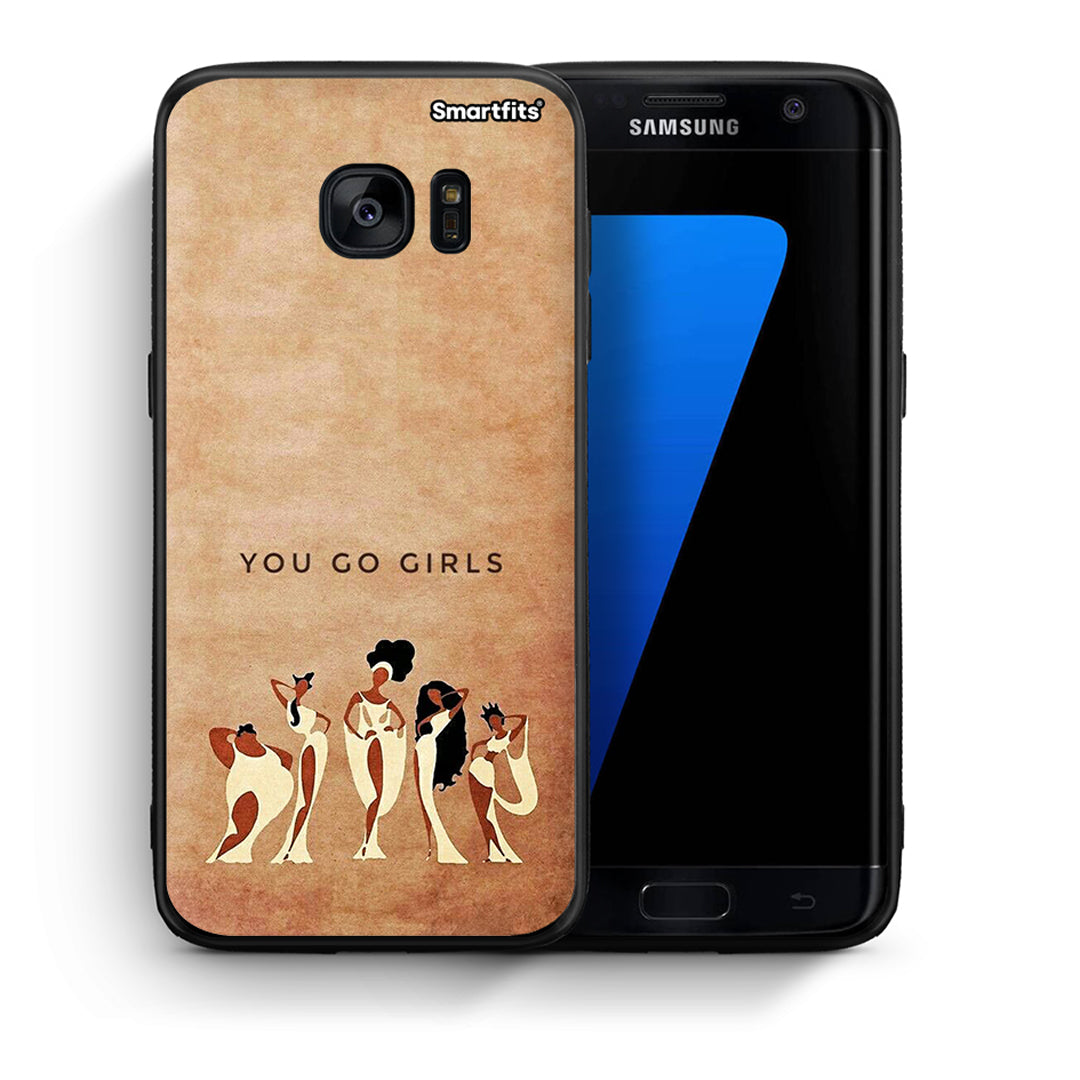 Θήκη Samsung S7 Edge You Go Girl από τη Smartfits με σχέδιο στο πίσω μέρος και μαύρο περίβλημα | Samsung S7 Edge You Go Girl case with colorful back and black bezels