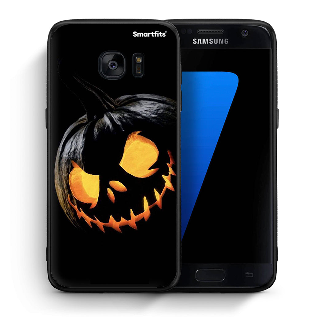 Θήκη Samsung S7 Halloween Scary Pumpkin από τη Smartfits με σχέδιο στο πίσω μέρος και μαύρο περίβλημα | Samsung S7 Halloween Scary Pumpkin case with colorful back and black bezels